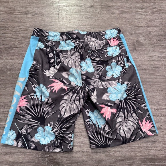 Hurley Board Shorts 32 Mens Blue Floral Swim Trunks Surfing Surfer Palm Hawaiian - Picture 5 of 9